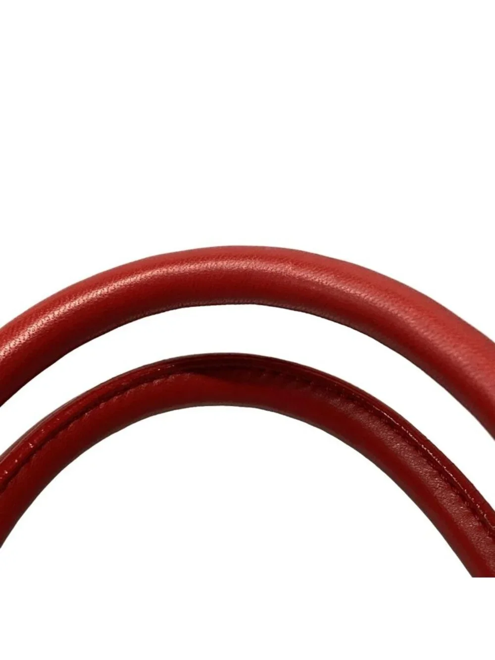 Prada Tote Ivory Red Black Heart Pattern Ribbon Leather - Picture 10 of 15